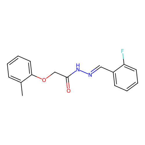 N-[(E)-(2-fluorophenyl)methylideneamino]-2-(2-methylphenoxy)acetamide structure