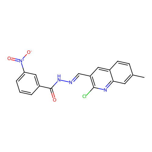 (E)-N'-((2-chloro-7-methylquinolin-3-yl)methylene)-3-nitrobenzohydrazide structure