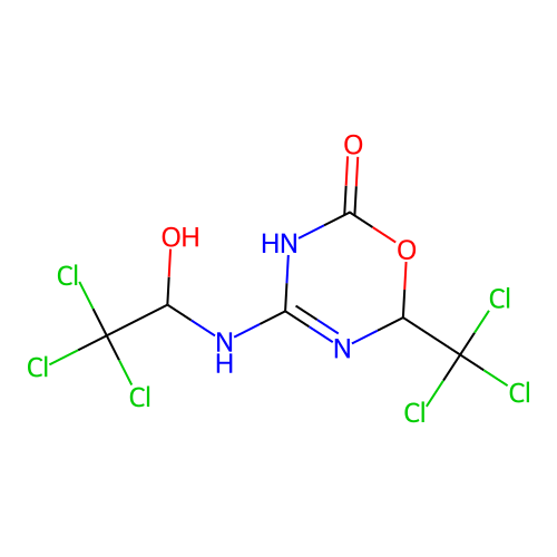 4-(2,2,2-Tri-CL-1-HO-ethylamino)-6-trichloromethyl-5,6-2H-(1,3,5)oxadiazin-2-one structure