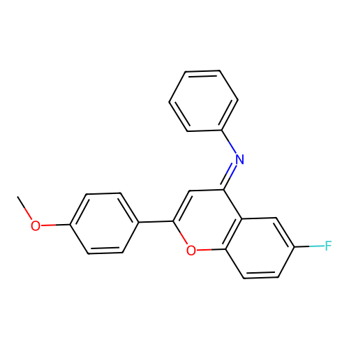 N-[(4E)-6-fluoro-2-(4-methoxyphenyl)-4H-chromen-4-ylidene]aniline structure