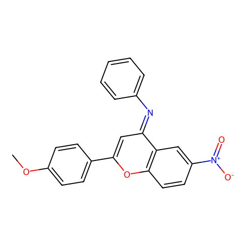 N-[(4E)-2-(4-methoxyphenyl)-6-nitro-4H-chromen-4-ylidene]aniline structure