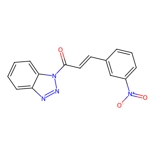 (E)-1-(benzotriazol-1-yl)-3-(3-nitrophenyl)prop-2-en-1-one structure