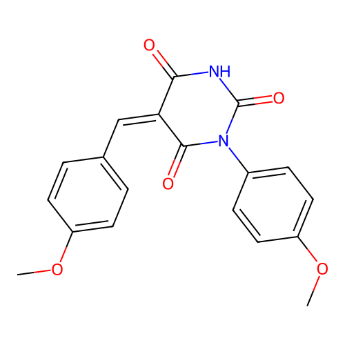 (5Z)-1-(4-methoxyphenyl)-5-[(4-methoxyphenyl)methylidene]-1,3-diazinane-2,4,6-trione structure