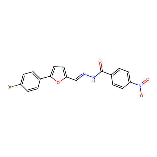 N-[(E)-[5-(4-bromophenyl)furan-2-yl]methylideneamino]-4-nitrobenzamide structure
