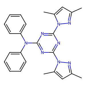 4,6-bis(3,5-dimethylpyrazol-1-yl)-N,N-diphenyl-1,3,5-triazin-2-amine structure