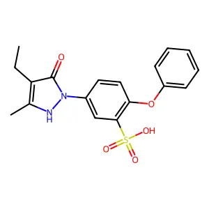 5-(4-ethyl-5-hydroxy-3-methyl-1H-pyrazol-1-yl)-2-phenoxybenzenesulfonic acid structure
