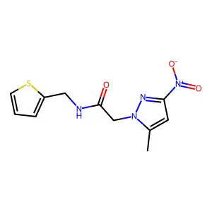 2-(5-Methyl-3-nitro-pyrazol-1-yl)-N-thiophen-2-ylmethyl-acetamide structure