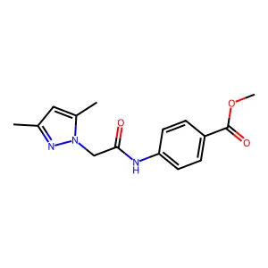 Methyl 4-(2-(3,5-dimethyl-1H-pyrazol-1-yl)acetamido)benzoate structure
