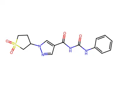 1-(1,1-dioxothiolan-3-yl)-N-(phenylcarbamoyl)pyrazole-4-carboxamide structure