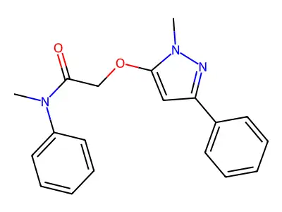 N-methyl-2-[(1-methyl-3-phenyl-1H-pyrazol-5-yl)oxy]-N-phenylacetamide structure