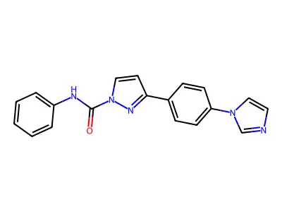 3-[4-(1H-imidazol-1-yl)phenyl]-N-phenyl-1H-pyrazole-1-carboxamide structure