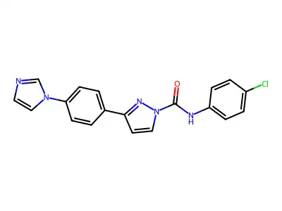 N-(4-chlorophenyl)-3-[4-(1H-imidazol-1-yl)phenyl]-1H-pyrazole-1-carboxamide structure