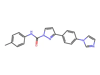 3-[4-(1H-imidazol-1-yl)phenyl]-N-(4-methylphenyl)-1H-pyrazole-1-carboxamide structure