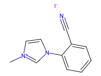 1-(2-cyanophenyl)-3-methyl-1H-imidazol-3-ium iodide structure