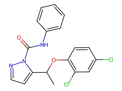 5-[1-(2,4-dichlorophenoxy)ethyl]-N-phenyl-1H-pyrazole-1-carboxamide structure