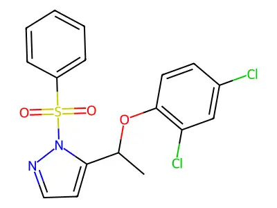 5-[1-(2,4-dichlorophenoxy)ethyl]-1-(phenylsulfonyl)-1H-pyrazole structure