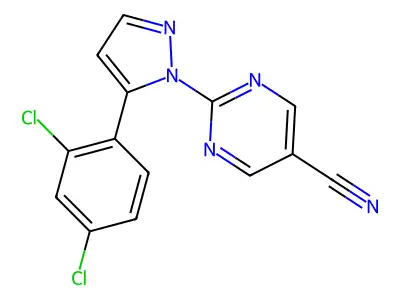 2-[5-(2,4-Dichlorophenyl)pyrazol-1-yl]pyrimidine-5-carbonitrile structure
