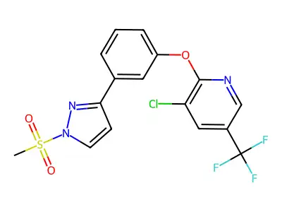 3-Chloro-2-[3-(1-methylsulfonylpyrazol-3-yl)phenoxy]-5-(trifluoromethyl)pyridine structure