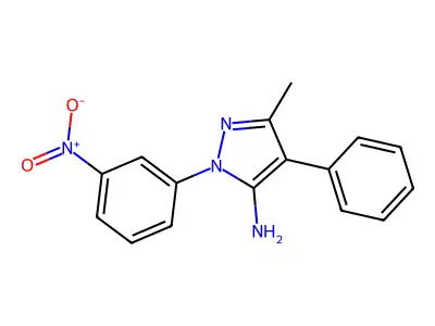 3-methyl-1-(3-nitrophenyl)-4-phenyl-1H-pyrazol-5-ylamine structure