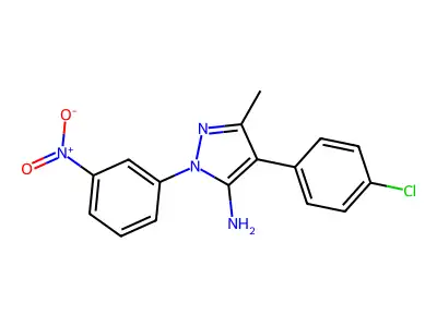 4-(4-chlorophenyl)-3-methyl-1-(3-nitrophenyl)-1H-pyrazol-5-ylamine structure