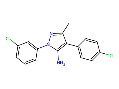 1-(3-chlorophenyl)-4-(4-chlorophenyl)-3-methyl-1H-pyrazol-5-amine structure