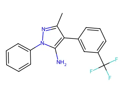 3-Methyl-1-phenyl-4-[3-(trifluoromethyl)phenyl]-1H-pyrazol-5-amine structure