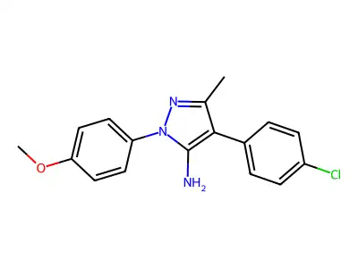 4-(4-chlorophenyl)-1-(4-methoxyphenyl)-3-methyl-1H-pyrazol-5-amine structure