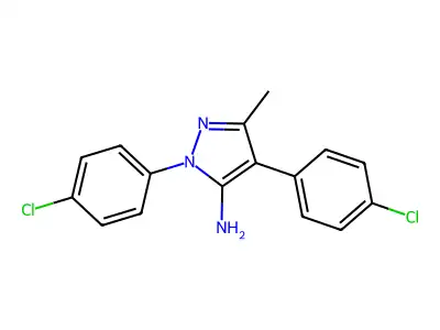1,4-bis(4-chlorophenyl)-3-methyl-1H-pyrazol-5-amine structure