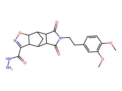 10-(3,4-dimethoxyphenethyl)-9,11-dioxo-3-oxa-4,10-diazatetracyclo[5.5.1.0~2,6~.0~8,12~]tridec-4-ene-5-carbohydrazide structure