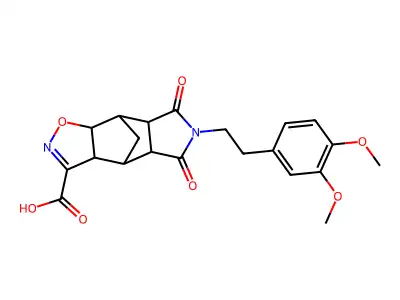 10-(3,4-dimethoxyphenethyl)-9,11-dioxo-3-oxa-4,10-diazatetracyclo[5.5.1.0~2,6~.0~8,12~]tridec-4-ene-5-carboxylic acid structure
