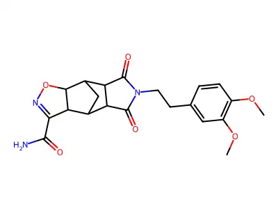 10-(3,4-dimethoxyphenethyl)-9,11-dioxo-3-oxa-4,10-diazatetracyclo[5.5.1.0~2,6~.0~8,12~]tridec-4-ene-5-carboxamide structure