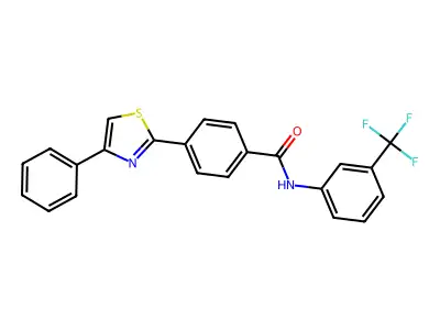 4-(4-phenyl-1,3-thiazol-2-yl)-N-[3-(trifluoromethyl)phenyl]benzamide structure