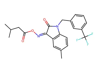 (5-METHYL-2-OXO-1-{[3-(TRIFLUOROMETHYL)PHENYL]METHYL}INDOL-3-YLIDENE)AMINO 3-METHYLBUTANOATE structure
