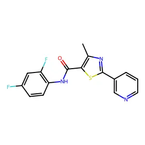 N-(2,4-difluorophenyl)-4-methyl-2-(3-pyridinyl)-1,3-thiazole-5-carboxamide structure
