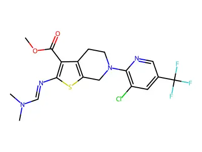 methyl 6-[3-chloro-5-(trifluoromethyl)-2-pyridinyl]-2-{[(dimethylamino)methylene]amino}-4,5,6,7-tetrahydrothieno[2,3-c]pyridine-3-carboxylate structure