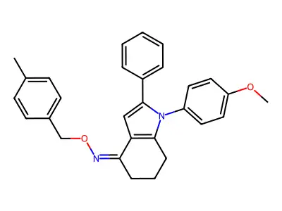 1-(4-methoxyphenyl)-N-[(4-methylphenyl)methoxy]-2-phenyl-6,7-dihydro-5H-indol-4-imine structure