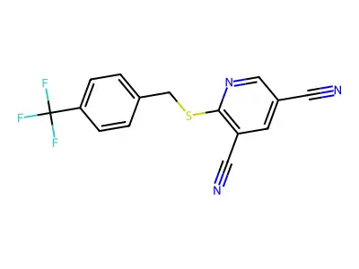 2-{[4-(Trifluoromethyl)benzyl]sulfanyl}-3,5-pyridinedicarbonitrile structure