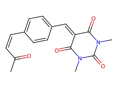 1,3-dimethyl-5-{[4-(3-oxo-1-butenyl)phenyl]methylene}-2,4,6(1H,3H,5H)-pyrimidinetrione structure