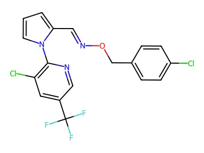 N-[(4-chlorophenyl)methoxy]-1-[1-[3-chloro-5-(trifluoromethyl)pyridin-2-yl]pyrrol-2-yl]methanimine structure