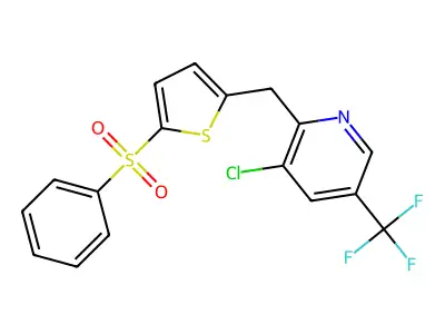 3-Chloro-2-{[5-(phenylsulfonyl)-2-thienyl]methyl}-5-(trifluoromethyl)pyridine structure