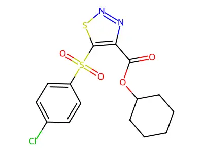 Cyclohexyl 5-[(4-chlorophenyl)sulfonyl]-1,2,3-thiadiazole-4-carboxylate structure