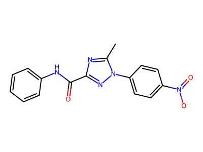 5-methyl-1-(4-nitrophenyl)-N-phenyl-1H-1,2,4-triazole-3-carboxamide structure