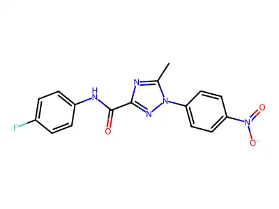 N-(4-fluorophenyl)-5-methyl-1-(4-nitrophenyl)-1H-1,2,4-triazole-3-carboxamide structure