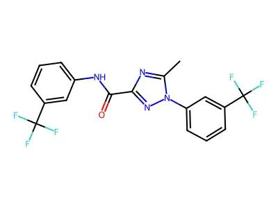 5-methyl-N,1-bis[3-(trifluoromethyl)phenyl]-1H-1,2,4-triazole-3-carboxamide structure