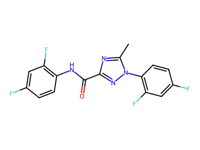 N,1-bis(2,4-difluorophenyl)-5-methyl-1H-1,2,4-triazole-3-carboxamide structure