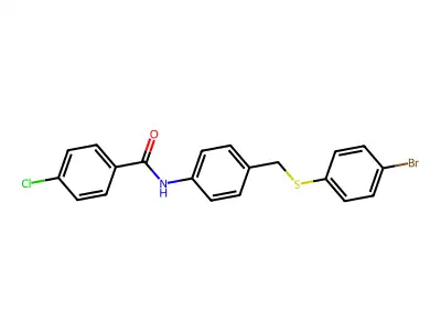 N-(4-{[(4-bromophenyl)sulfanyl]methyl}phenyl)-4-chlorobenzenecarboxamide structure