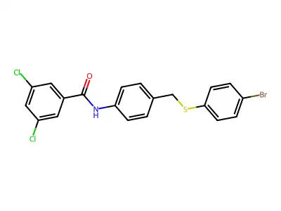 N-(4-{[(4-bromophenyl)sulfanyl]methyl}phenyl)-3,5-dichlorobenzenecarboxamide structure