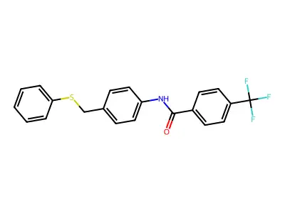 N-{4-[(phenylsulfanyl)methyl]phenyl}-4-(trifluoromethyl)benzenecarboxamide structure
