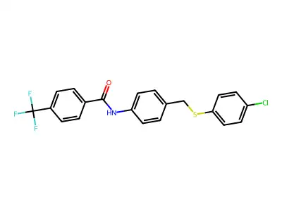 N-[4-[(4-chlorophenyl)sulfanylmethyl]phenyl]-4-(trifluoromethyl)benzamide structure