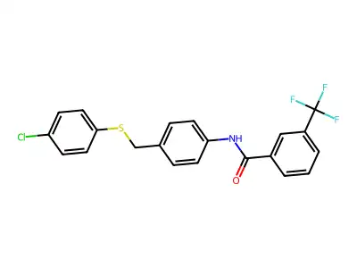 N-[4-[(4-chlorophenyl)sulfanylmethyl]phenyl]-3-(trifluoromethyl)benzamide structure